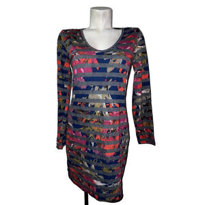 Trina Turk Women's Size M Long Sleeve Mini Sheath Milana Floral Stripe Dress